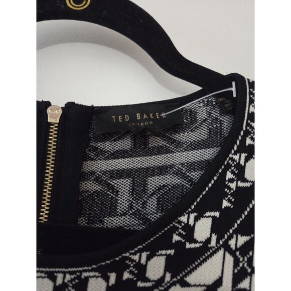 Ted Baker London Jammiea Retro Op Art Print Jacquard Knit Dress Size 3 US 8 - Picture 7 of 7